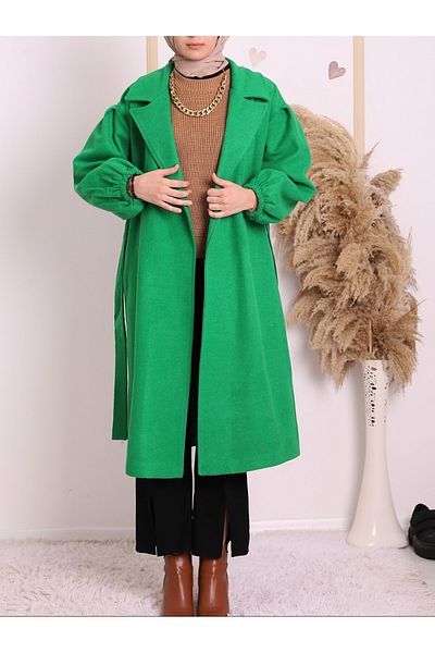 Modamorfo Green Balloon Sleeve Arched Cap