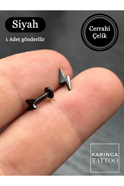 Karınca Piercing Şimşek Yıldırım Tasarım Forward Helix Conch Flat Tragus Kulak Piercing Küpe Cerrahi Çelik Takı