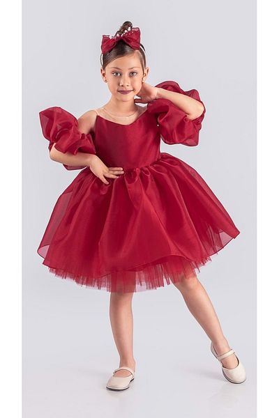 Mnk Baby&Kids Rochie de seara pentru fete Miss California MNK0594 ROSU