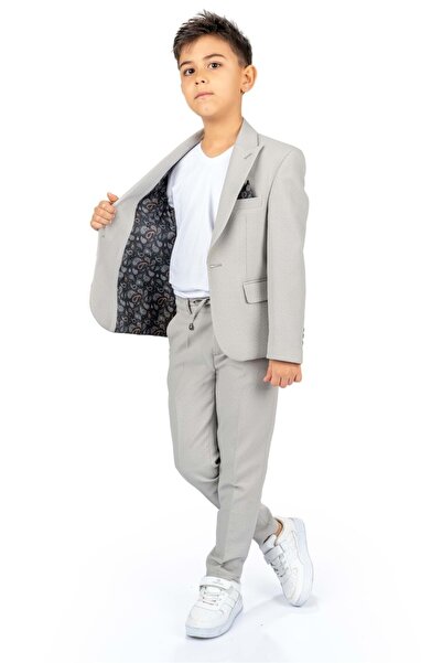 Mnk Baby&Kids Sportska dječja jakna, majica, set Jogger pantalona MNK5682 SIVA