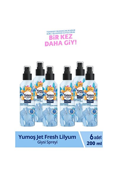 Yumoş Jet Fresh Giysi Spreyi Lilyum 6 x 200 ml