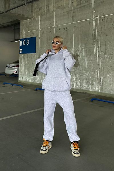 vladivosto Μαύρο γκρι Μεγάλο Μέγεθος Loose Fit Oversize Φούτερ Oversize