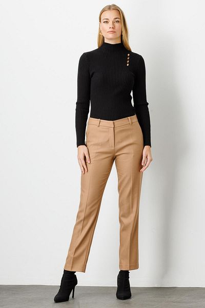 Ekol Camel Stripe Pocket Pipe Leg Pants