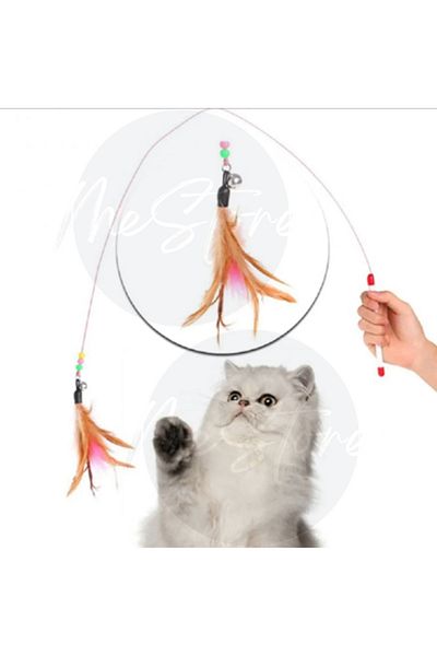 mes store 90 Cm Colorful Furry Cat Play Fishing Rod