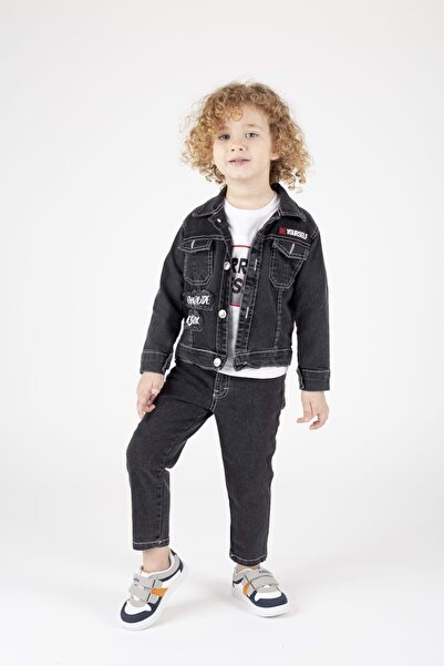 Mnk Baby&Kids Σετ τζιν μπουφάν και παντελόνι για αγόρι - M00694 Μαύρο