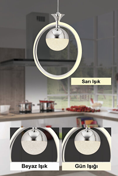 İstanbul Avize İstanbul Avize Işıl Led Üç Renk Gümüş Lüx Modern Ledli Avize