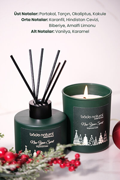Bade Natural New Year Spirit Gingerbread Cookie Soya Mumu ve Çubuklu Oda Kokusu Seti