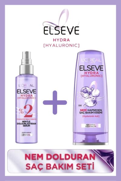 ELSEVE Hydra [hyaluronic] Nemi Hapseden Saç Bakım Kremi 390ml Ve Nem Ile Dolg...