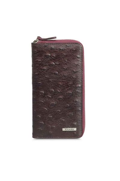GUARD Burgundy Camel Print Zippered Portfolio Wallet