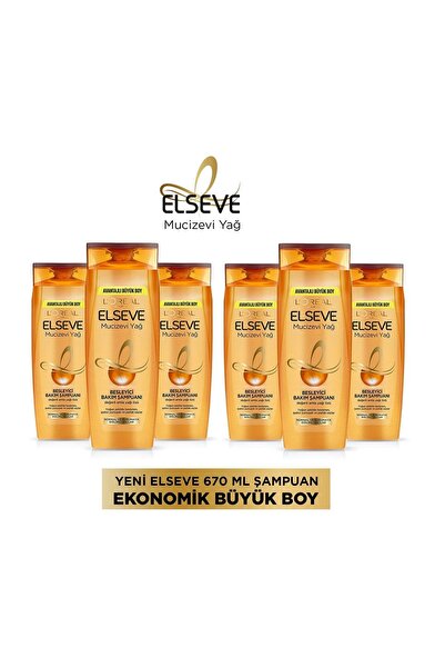 ELSEVE Loreal Şampuan Mucizevi Yağ Besleyici Bakım Şampuanı 670 Mlx 6 Adet