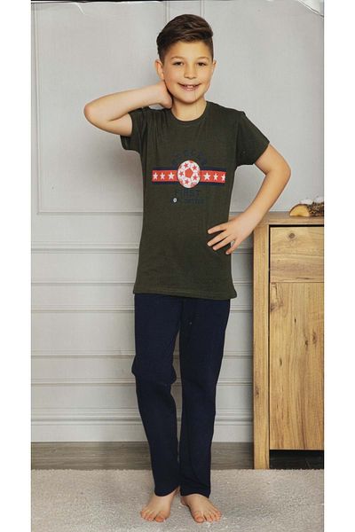 Mnk Baby&Kids Pajamas for Boys - Short Sleeve T-Shirts, Long Pants, Printed M00673 Khaki