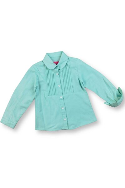 Mnk Baby&Kids Зелена дитяча сорочка для дівчинки - з плісировкою, довгими рук...