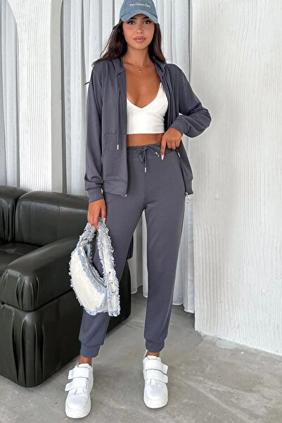 Swana Set de trening modal cu glugă antracit