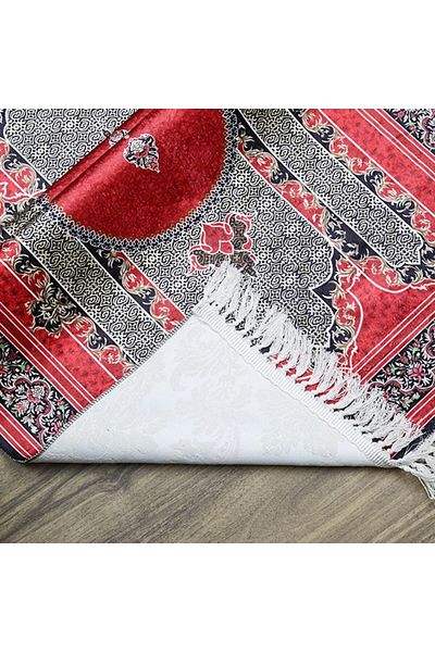 İkranur Dowry Silk Twist Prayer Rug Red 70x120 Cm - 510 gr