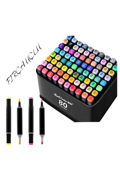 TOUCH SKETC 80Pcs Marker Pen Set with Double-Sided Brush Tip