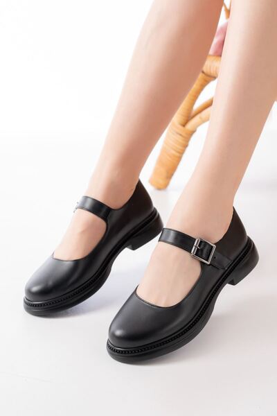 Mida Shoes Ysn-4444 Siyah Deri Kadın Ayakkabı