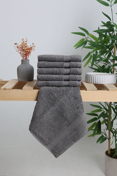 AİRYCOT رمادي غامق 30x30 مجموعة من 6 مناشف يد