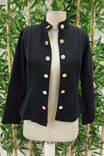 Mossta Černá bunda Atlas s knoflíkovým límcem