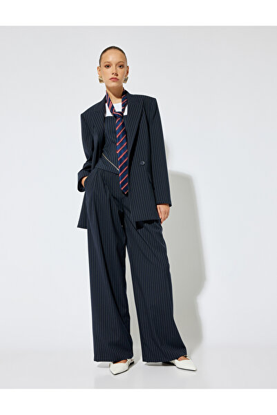 Koton X Sima Tarkan - Yüksek Bel Palazzo Pantolon Pile Detaylı Cepli