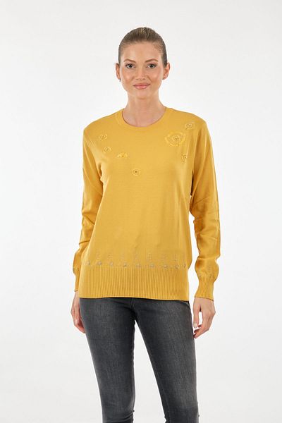 Two Mail Tricotaj de damă brodat cu mânecă lungă minimalistă Twomail - Casual Elegance
