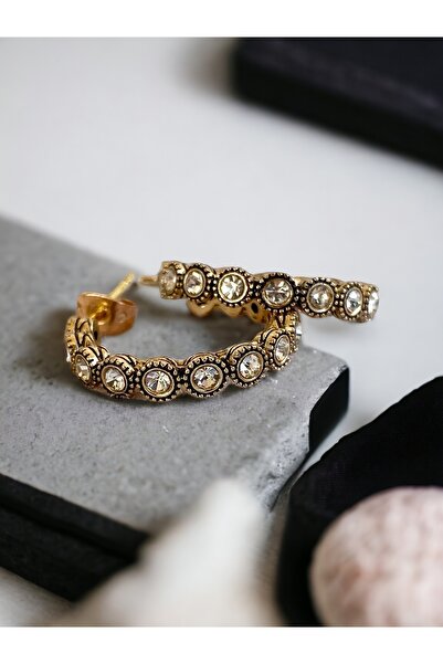 FAYRA ACCESSORIES Zirkon Taşlı Su Yolu Halka Küpe