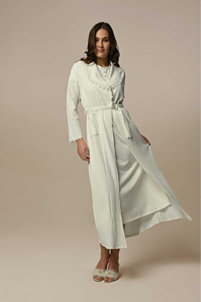 Lohussa طقم ثوب نوم نسائي من قماش الجاكار والدانتيل بتصميم خاص مصنوع من القطن...