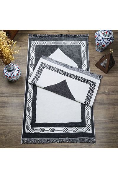 İkranur Gift Double Sided Prayer Rug Khaki Cream 70x130 Cm - 450 gr