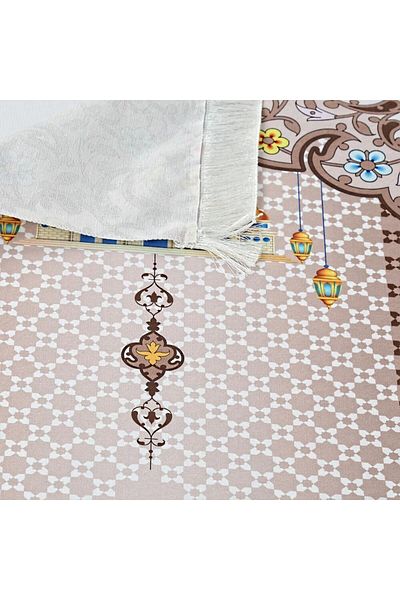 İkranur Nebevi Children's Prayer Mat - Brown 82X45Cm 110Gr Prayer Beads Gift
