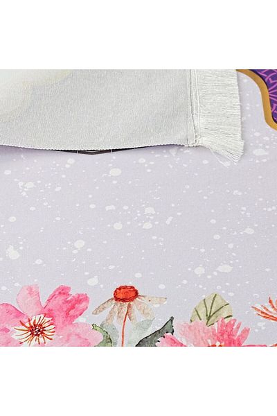 İkranur Children's Prayer Rug Kaaba Purple 82×45 Cm 110 gr - With Rosary Gift