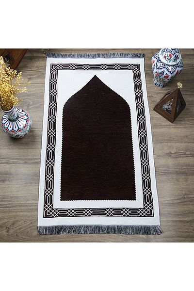 İkranur Gift Double Sided Prayer Rug Coffee Cream 70x130 Cm - 450 gr