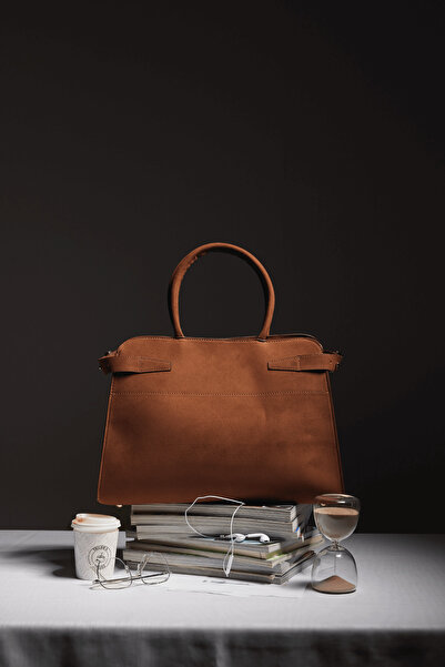 tailor's room Toka Detaylı Süet Çanta - Camel