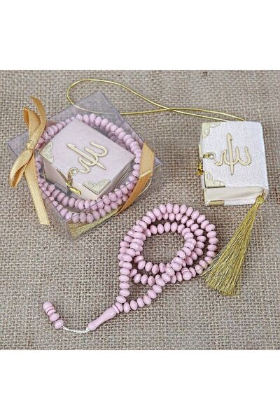 İkranur Mini Kuran, Kokulu Tesbihli Kare Kutuda Hediyelik-pembe(140 GR)
