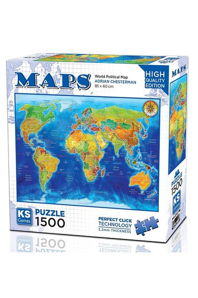 Ks Games 1500 Piece World Political Map Puzzle by Adrian Chesterman