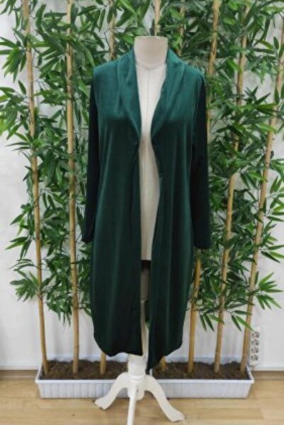 Mossta Long Sleeve Open Front Midi Jacket Green