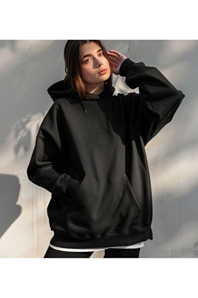 JustBS SWEAT SHIRT DE IARNĂ NEGRU FEMEI CU CARDON