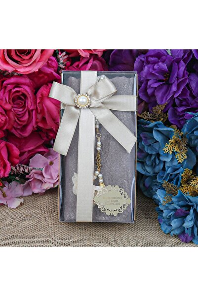 İkranur Σάλι από βιζόν με τριαντάφυλλα και χάντρες πέρλες - Δώρο