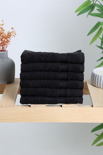 AİRYCOT Black 30x30 Set of 6 Hand Towels