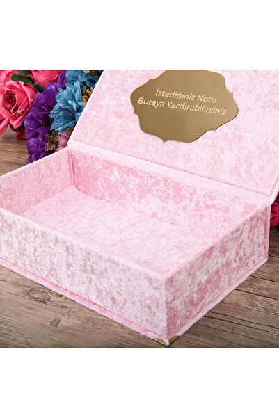 İkranur Kişiye Özel Kadife Kutu Pembe Renk (38X22)