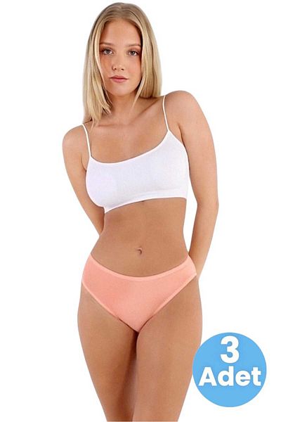Uniquetrenders Chiloți de bikini din țesătură din jerseu pieptănat din bumbac pentru femei Chiloți de bikini pentru femei 3 buc