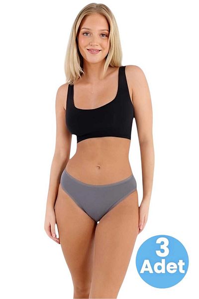 Uniquetrenders Chiloți de bikini din țesătură din jerseu pieptănat din bumbac pentru femei Chiloți de bikini pentru femei 3 buc