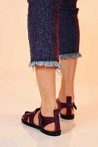 Beyond Woman's Purple Cage Leather Sandal 1cm Byndcg01