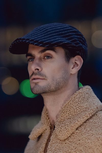 Nordbron Men's Navy Blue Striped Cap Hat Patterned Durable Thick Textured Wool Adjustable Strap Askai