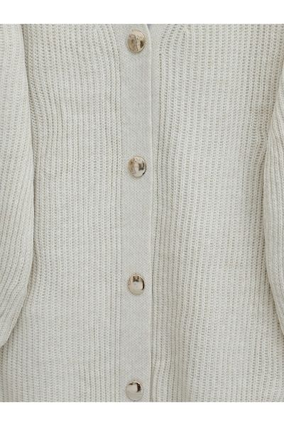 Modamorfo Intermediate Buttoned Knitwear Cardigan - Stone