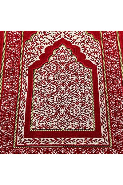 İkranur Velvet Children's Prayer Mat - Red 39X80 cm - 180 Gr - with Rosary Gift