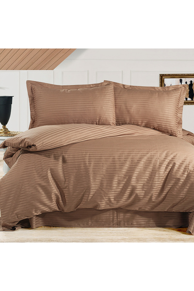 Alena Home Style 100% Cotton Satin Striped Double Bedding Set