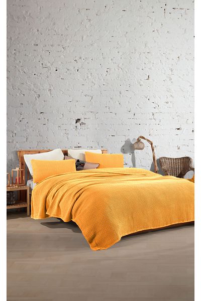 destinyhometex 100% Cotton Waffle Double Fringe Free Bedspread 230X250