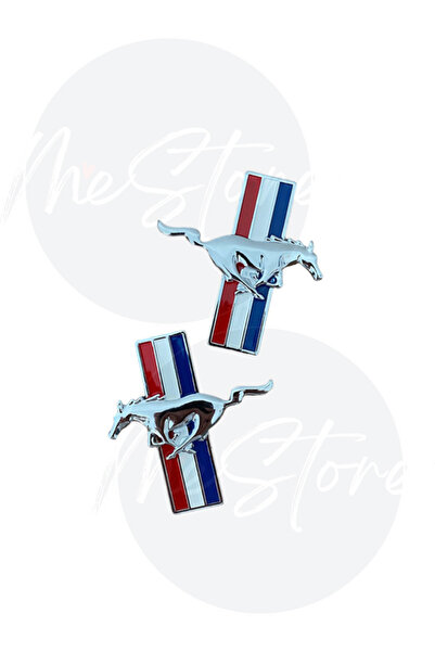 mes store Mustang Running Metal Rigging Set - Fender Logo 2-Piece 8.5cmx8.5cm