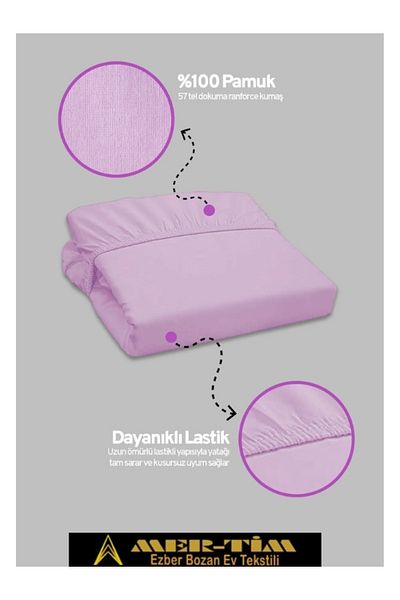 mer-tim ezberbozan ev tekstili Mer-Tim Cotton Ranforce Double Elastic Fitted Sheet and Pillowcase Set