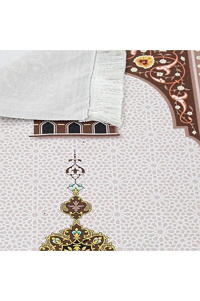 İkranur Children's Prayer Rug Jerusalem Brown 82×45 cm 110 Gr - Rosary Gift
