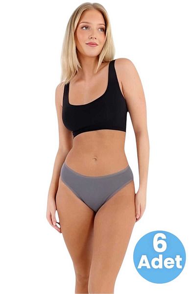 Uniquetrenders Chiloți de bikini din țesătură din jerseu pieptănat din bumbac pentru femei Chiloți de bikini pentru femei 6 buc